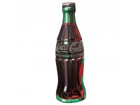 Enseigne Coca-Cola en métal découpé à la forme d'une bouteille avec relief